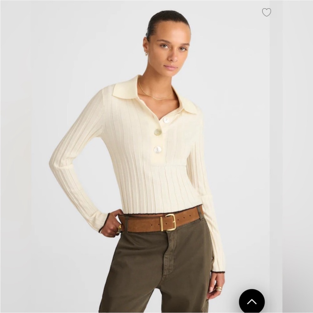 NWT Madewell Ivory With Molasses Tipping Sz XXS - SEW ON SHELL BUTTON INCLUDED